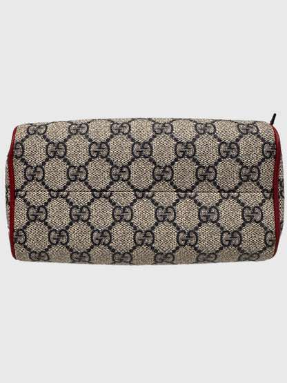 Gucci GG Boston Supreme Beige Canvas Navy Handles Crossbody Mini Bag