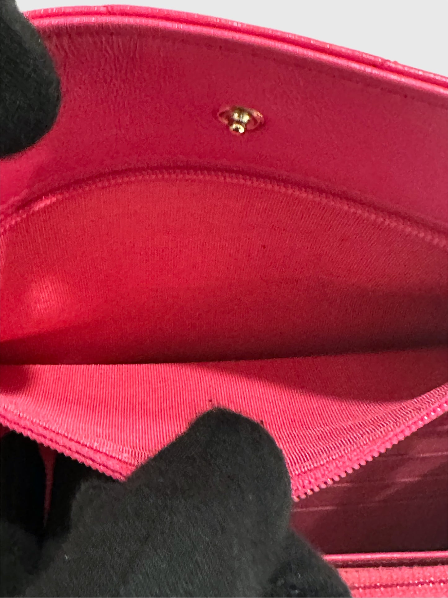 Chanel Pink Lambskin Leather Chevron Crossbody Wallet on Chain WOC