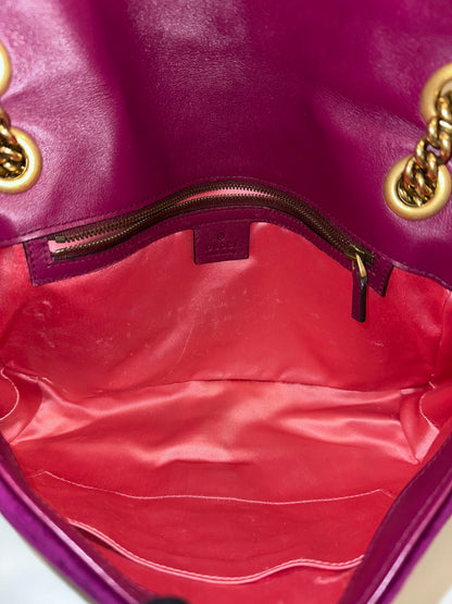 Gucci Marmont Purple Loved Embroidered Floral Medium Bag