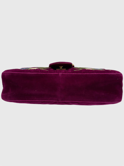 Gucci Marmont Purple Loved Embroidered Floral Medium Bag