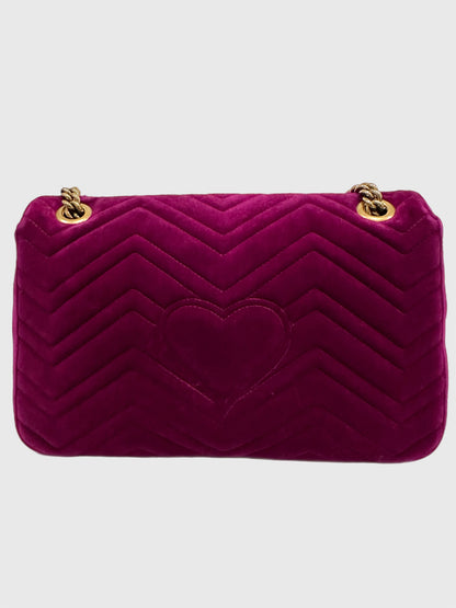 Gucci Marmont Purple Loved Embroidered Floral Medium Bag