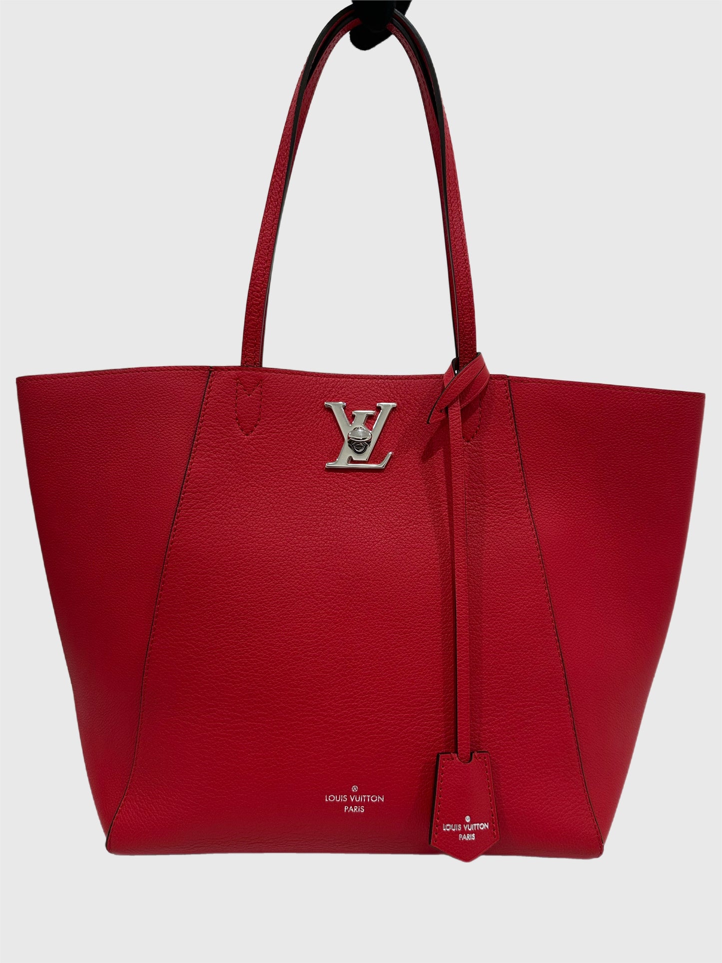 Louis Vuitton Lockme Cabas Red Leather Tote Shoulder Bag