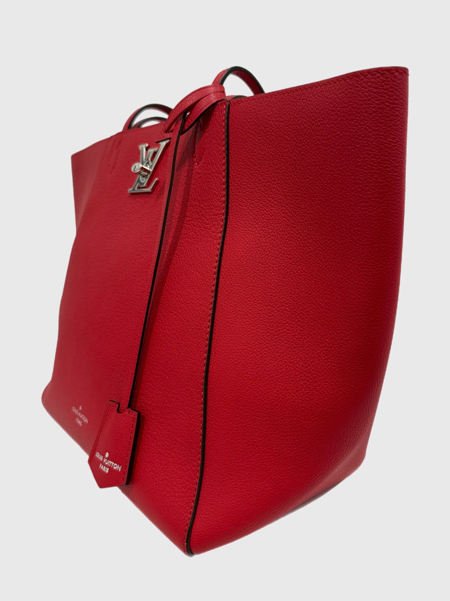 Louis Vuitton Lockme Cabas Red Leather Tote Shoulder Bag
