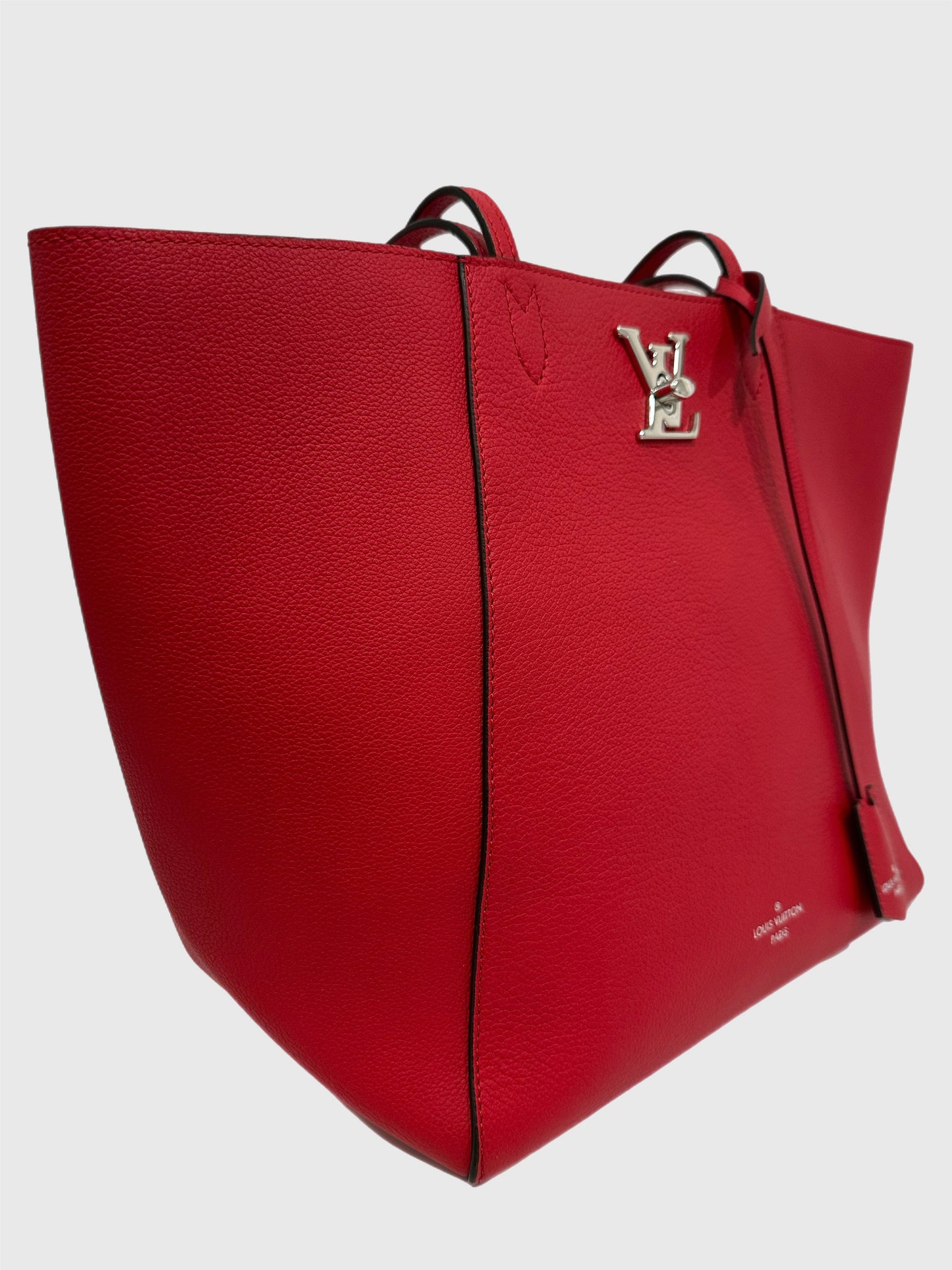Louis Vuitton Lockme Cabas Red Leather Tote Shoulder Bag