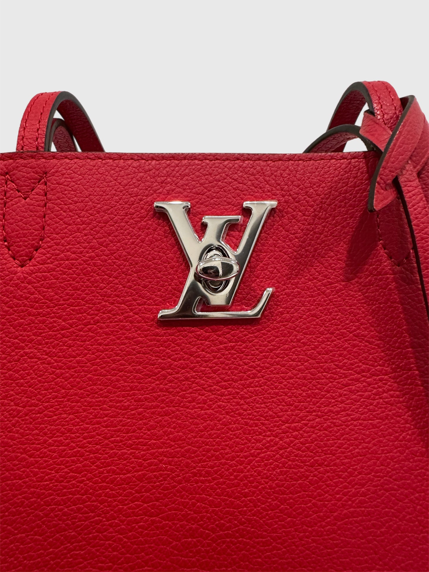 Louis Vuitton Lockme Cabas Red Leather Tote Shoulder Bag