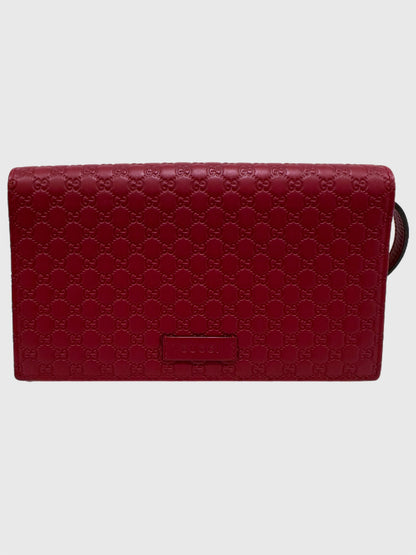 Gucci Red Microguccissima GG Leather Crossbody Strap Wallet