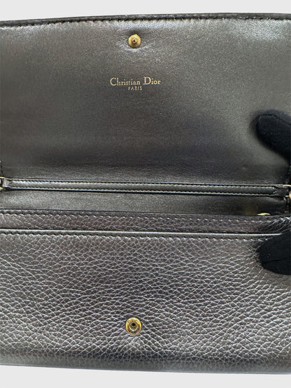 Dior J'adior Leather Croisière Silver Metallic Crossbody Wallet on Chain Clutch