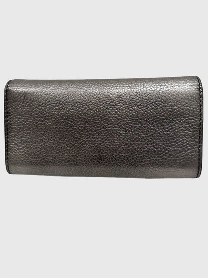 Dior J'adior Leather Croisière Silver Metallic Crossbody Wallet on Chain Clutch