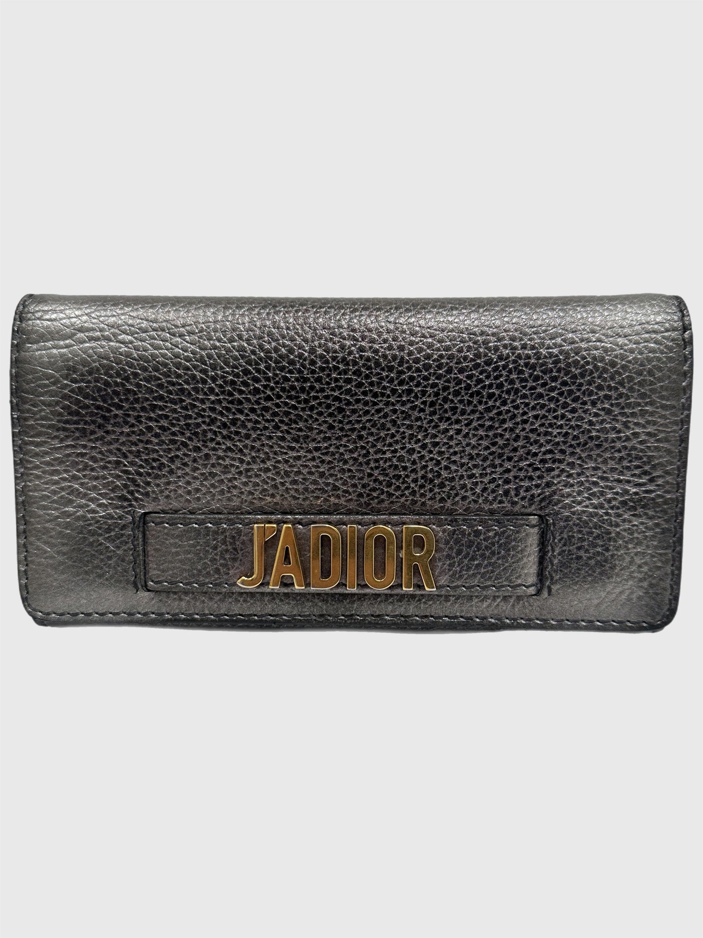 Dior J'adior Leather Croisière Silver Metallic Crossbody Wallet on Chain Clutch