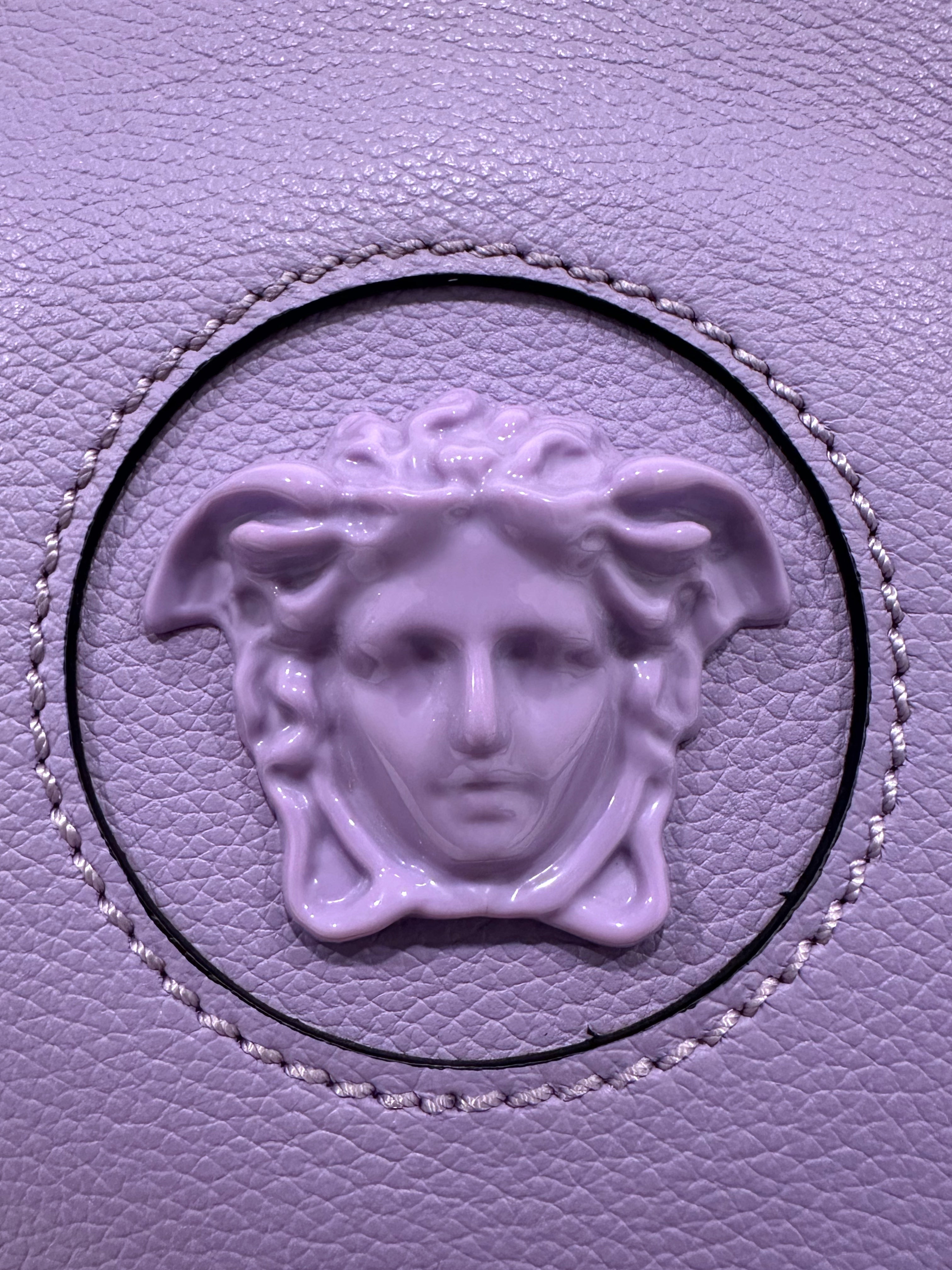 Versace Medusa Leather Lilac RoundCrossbody Bag