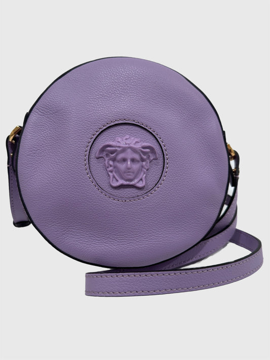Versace Medusa Leather Lilac RoundCrossbody Bag