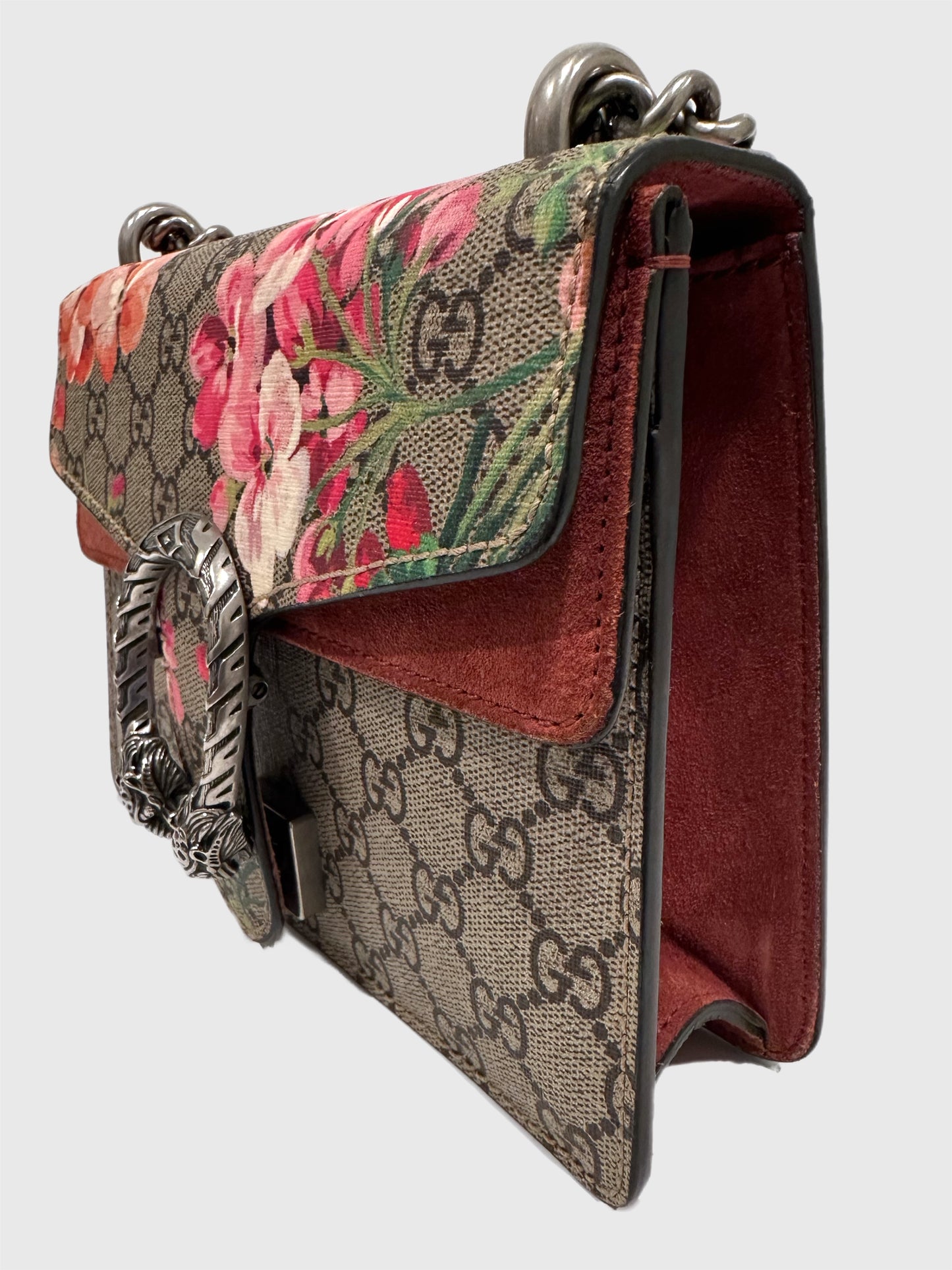 Gucci GG Supreme Red Pink Blooms Floral Dionysus Mini Bag