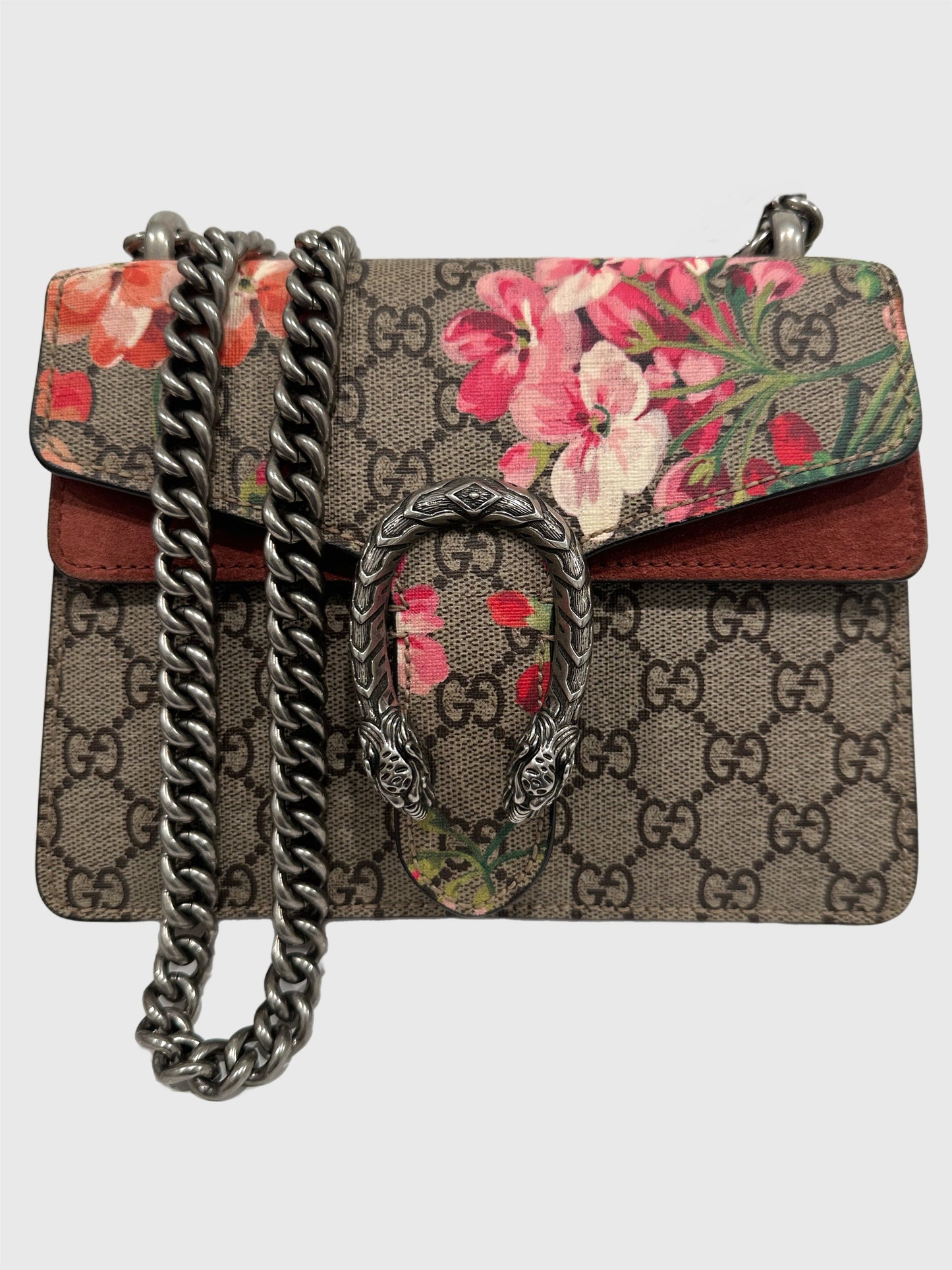 Gucci GG Supreme Red Pink Blooms Floral Dionysus Mini Bag