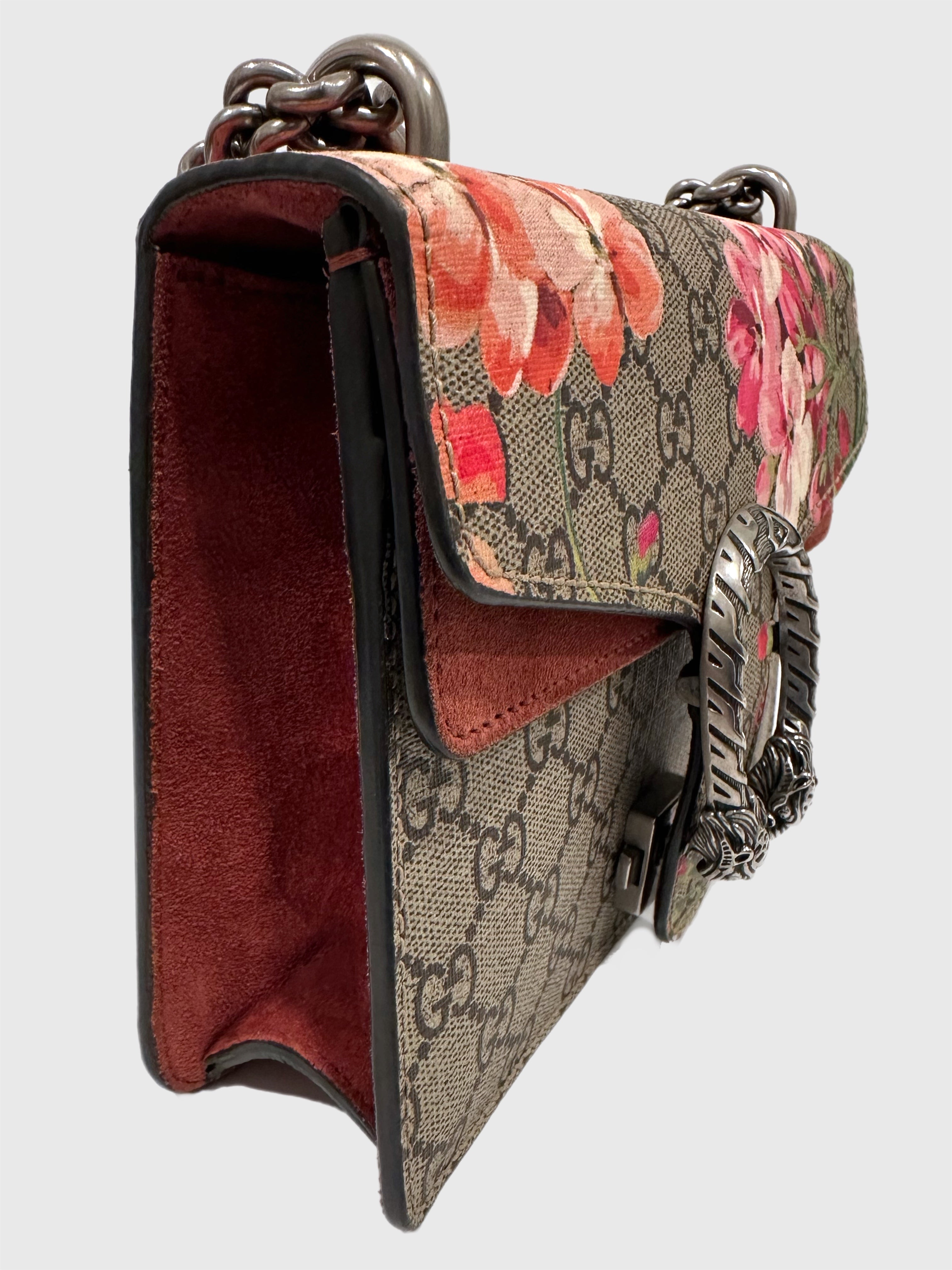 Gucci GG Supreme Red Pink Blooms Floral Dionysus Mini Bag