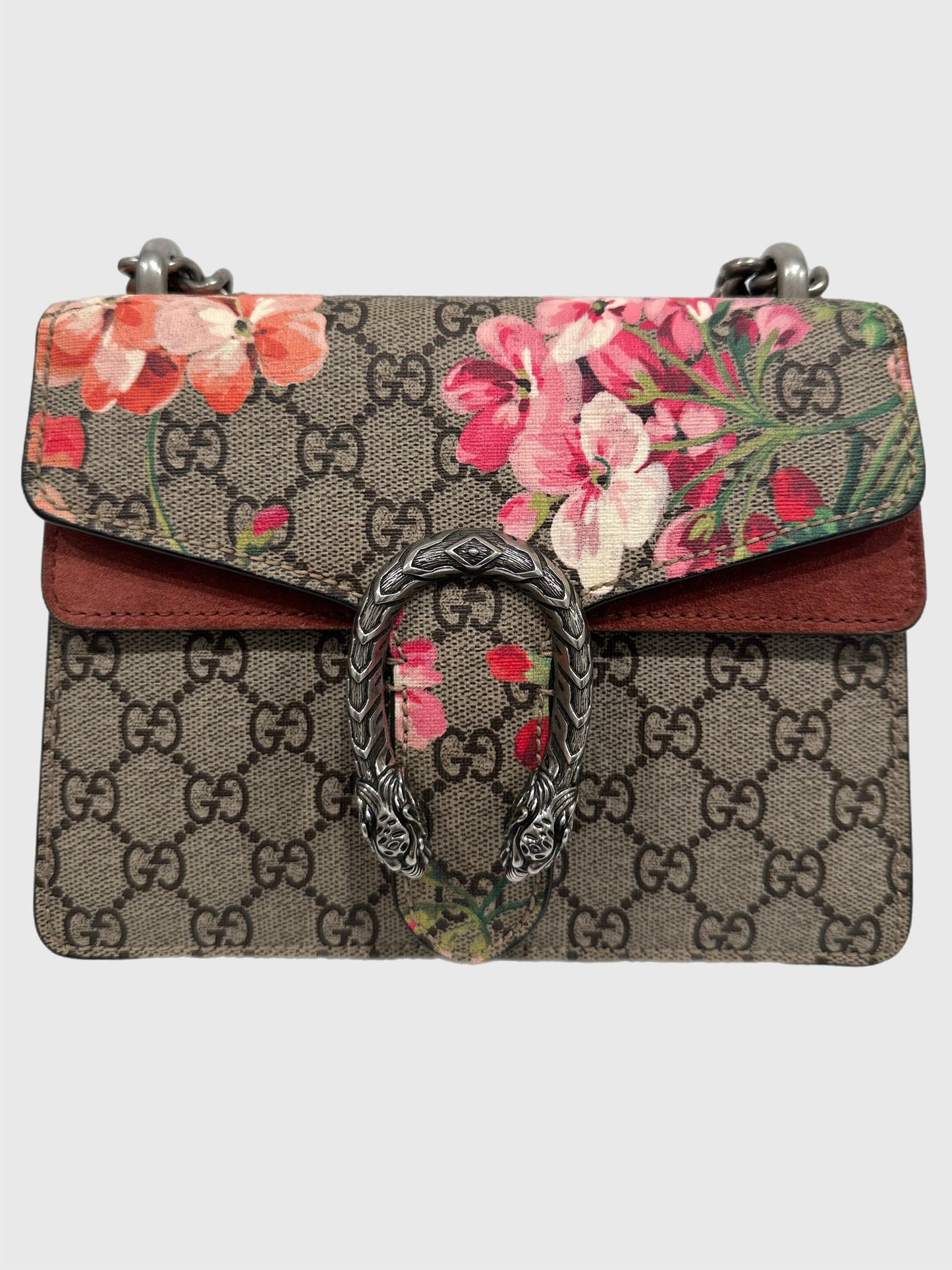 Gucci GG Supreme Red Pink Blooms Floral Dionysus Mini Bag