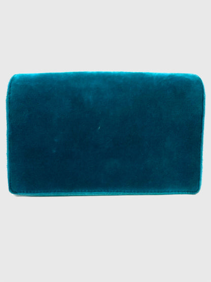 Gucci Teal Velvet Crystal Dionysus Super Mini Bag