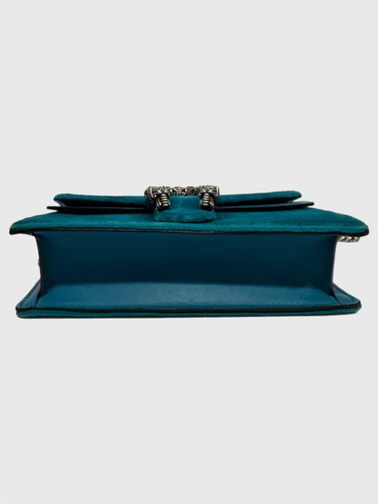 Gucci Teal Velvet Crystal Dionysus Super Mini Bag