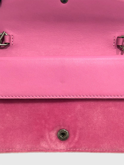 Gucci Pink Velvet Crystal Dionysus Super Mini Bag