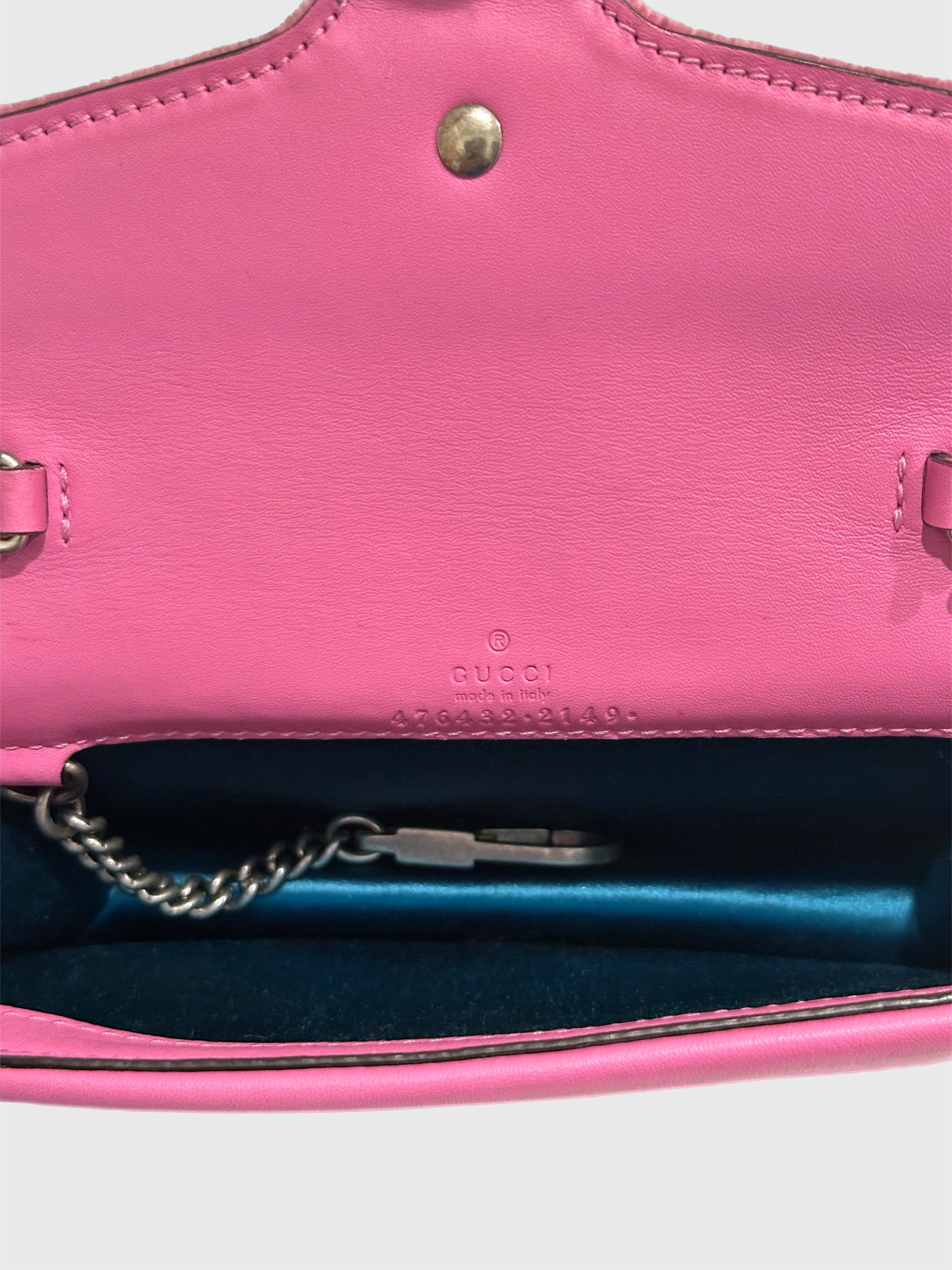 Gucci Pink Velvet Crystal Dionysus Super Mini Bag