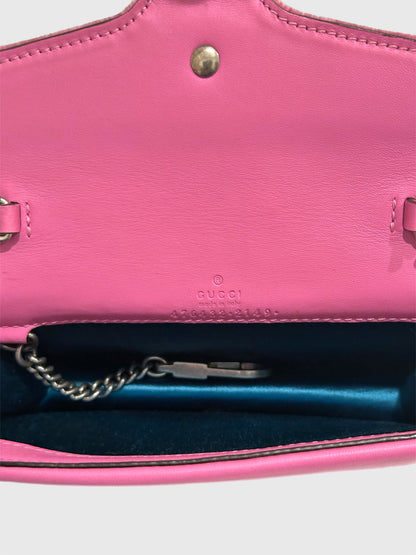 Gucci Pink Velvet Crystal Dionysus Super Mini Bag