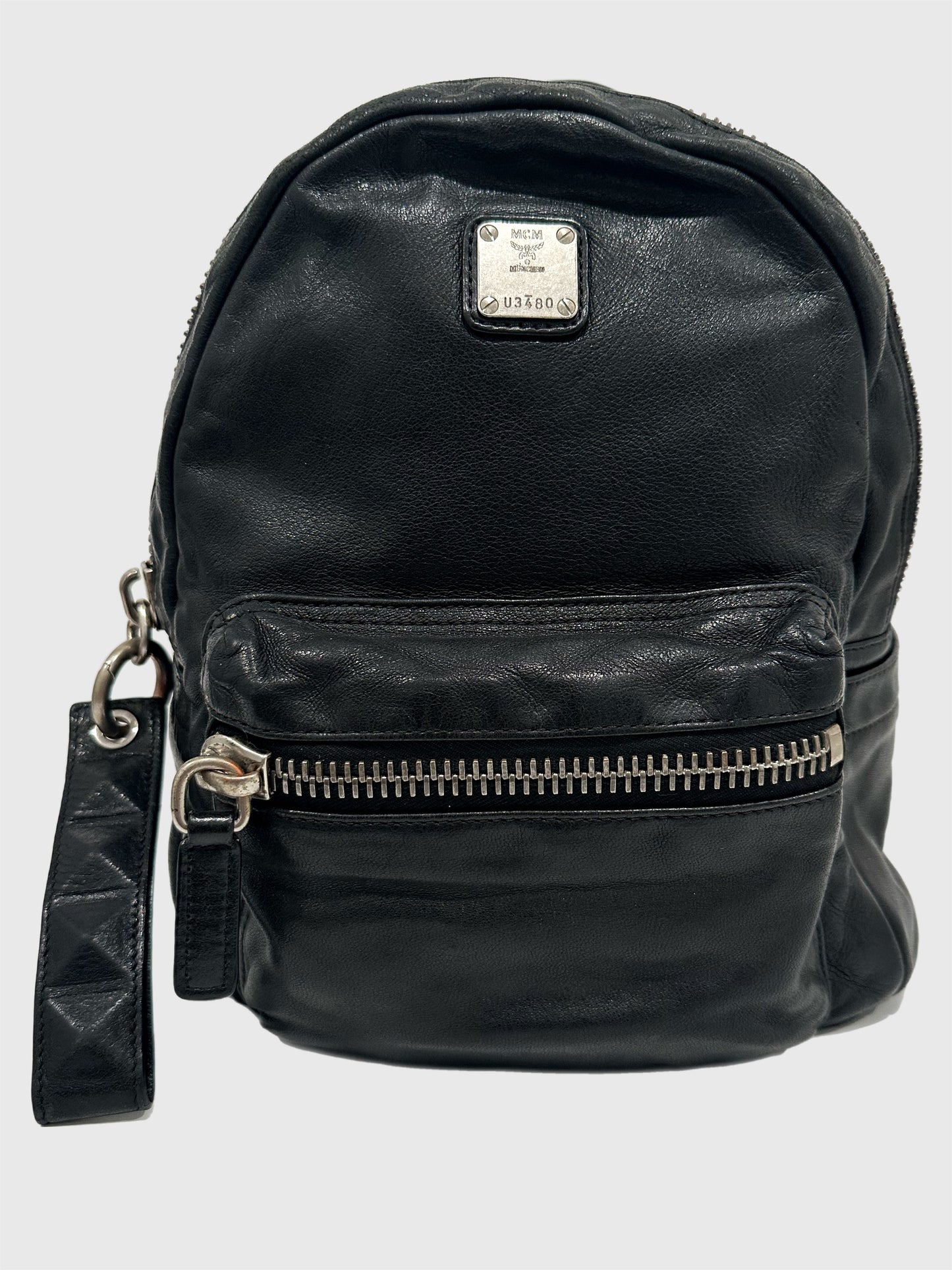 MCM Small Black Leather Lambskin Backpack