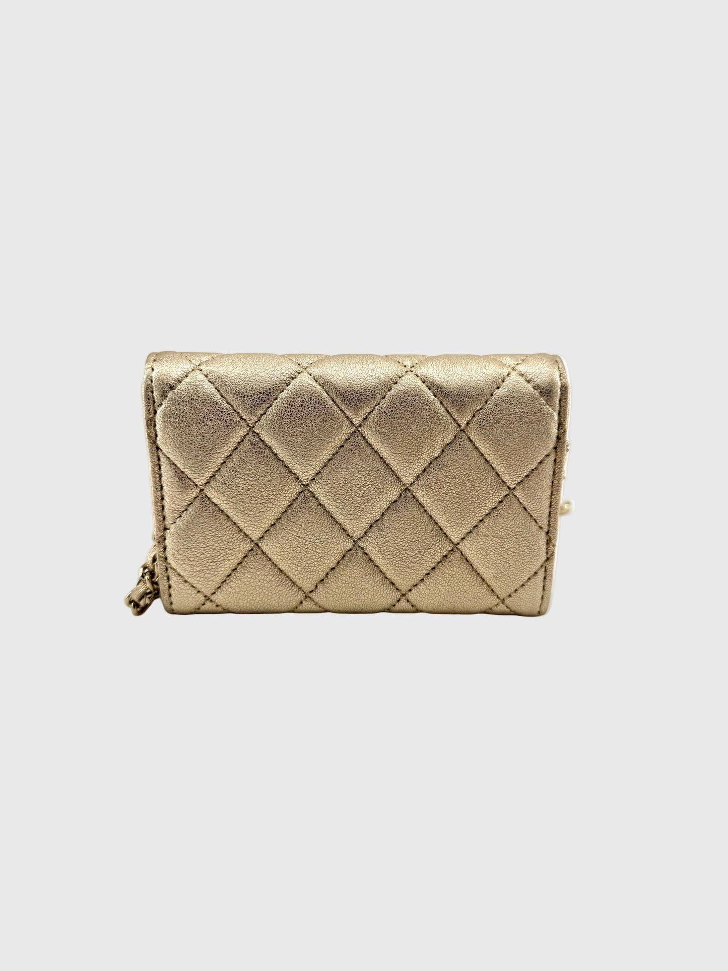 Chanel Classic Flap Gold Metallic Lambskin Crossbody/Belt Coin Bag
