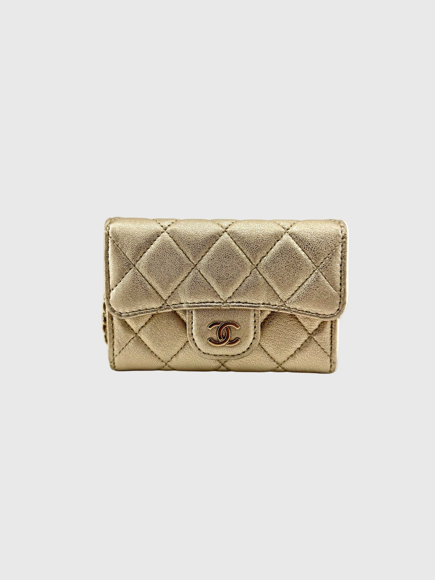 Chanel Classic Flap Gold Metallic Lambskin Crossbody/Belt Coin Bag