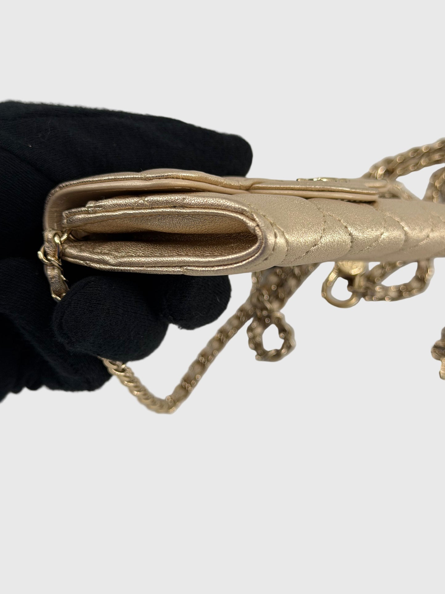 Chanel Classic Flap Gold Metallic Lambskin Crossbody/Belt Coin Bag