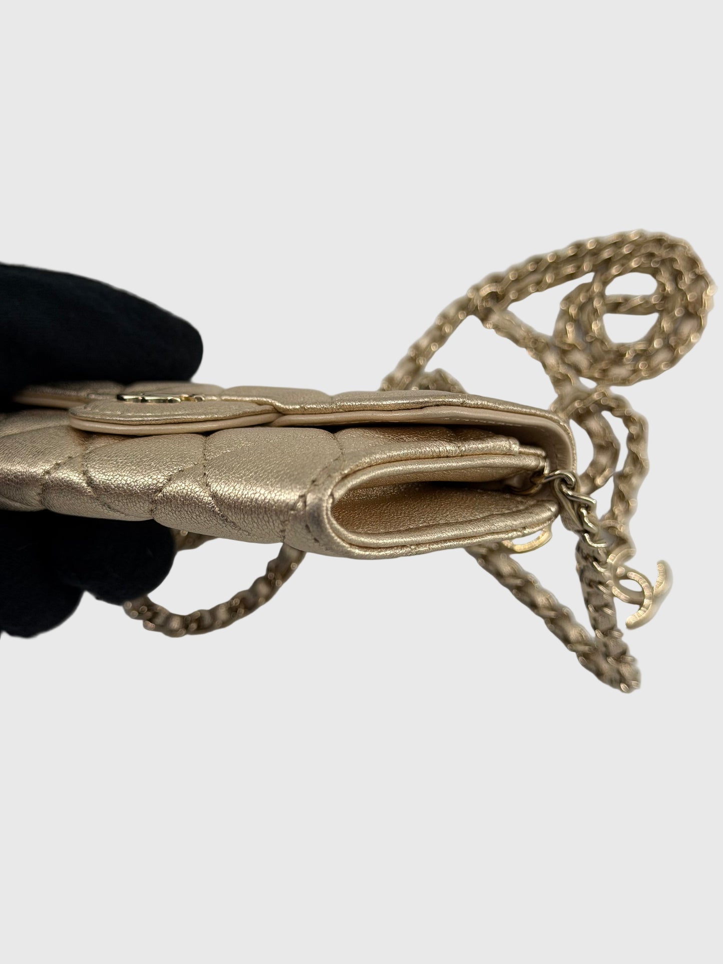 Chanel Classic Flap Gold Metallic Lambskin Crossbody/Belt Coin Bag