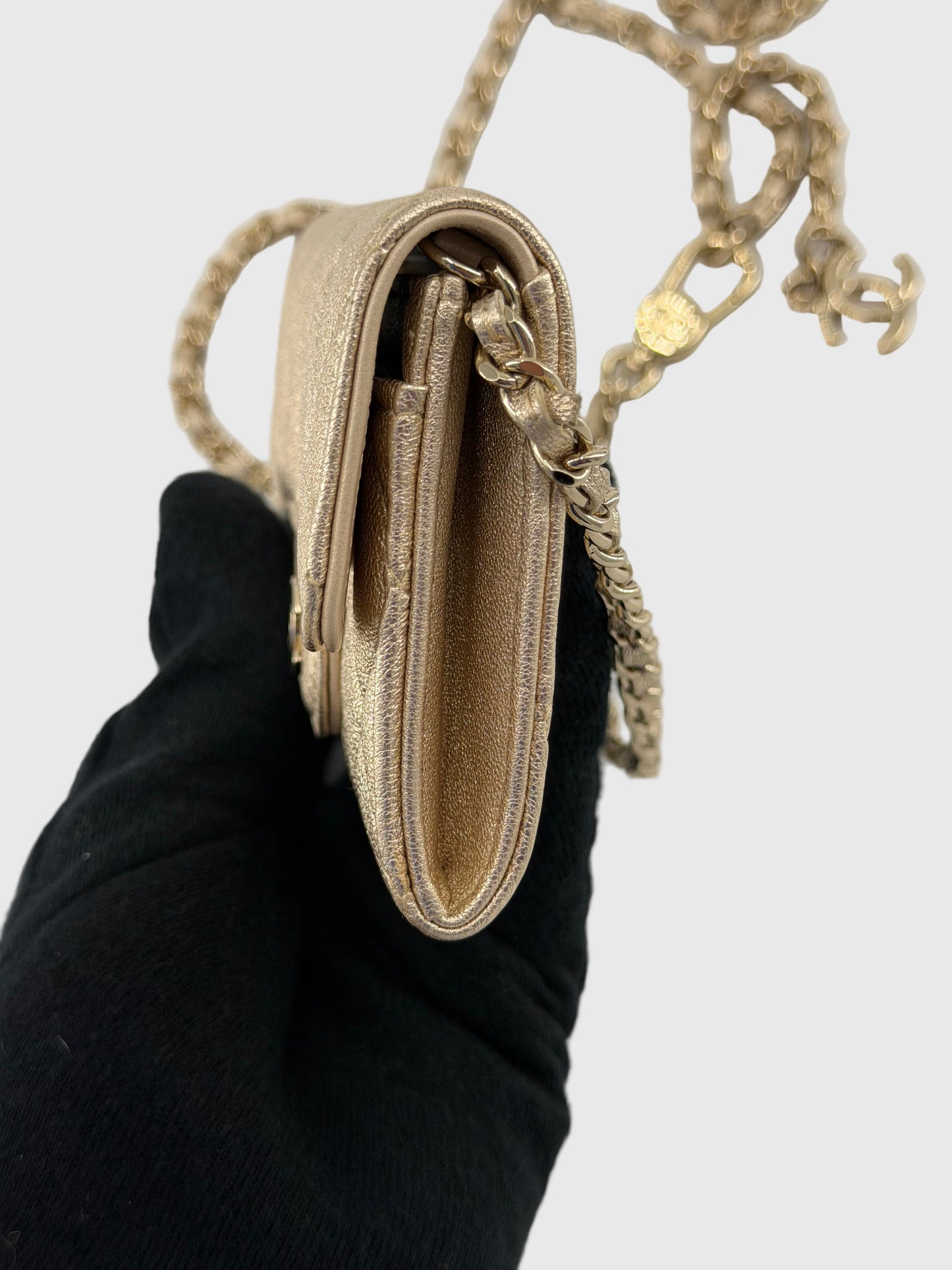 Chanel Classic Flap Gold Metallic Lambskin Crossbody/Belt Coin Bag