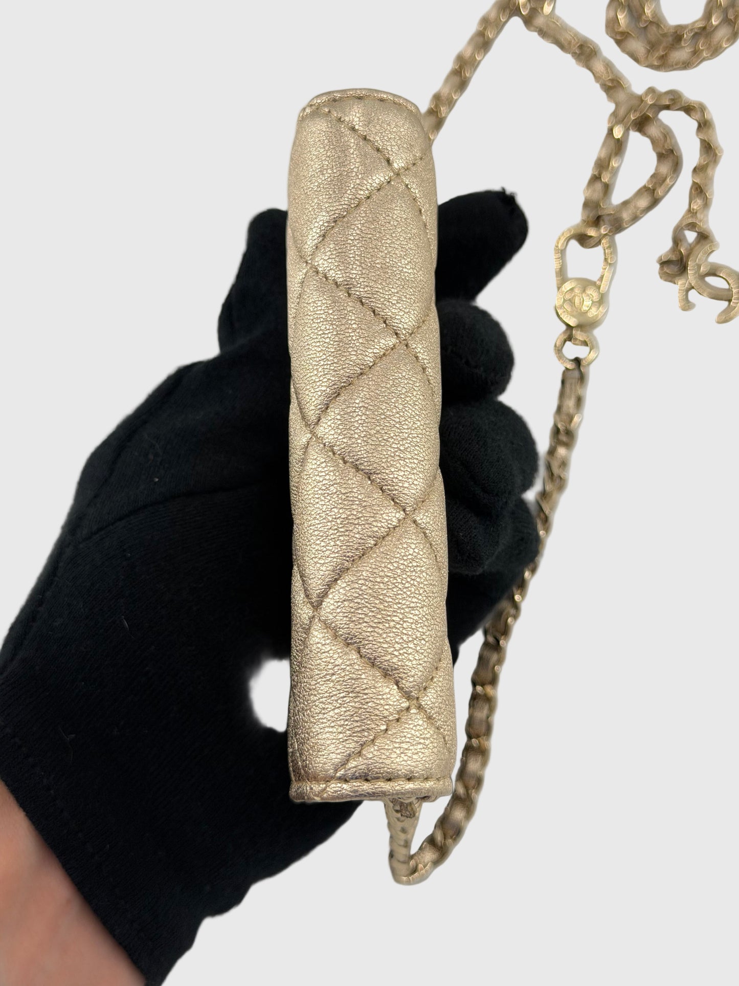 Chanel Classic Flap Gold Metallic Lambskin Crossbody/Belt Coin Bag