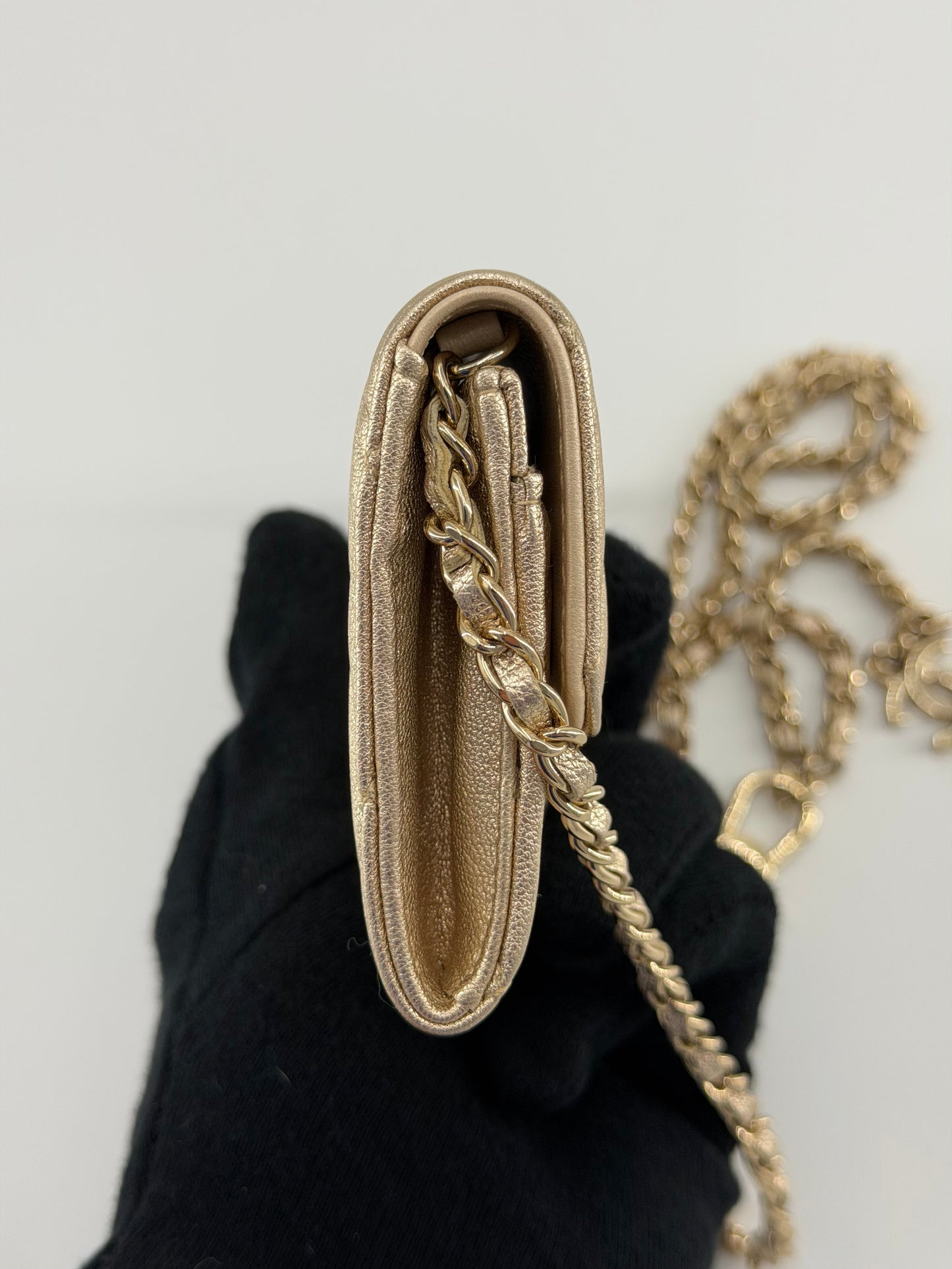 Chanel Classic Flap Gold Metallic Lambskin Crossbody/Belt Coin Bag