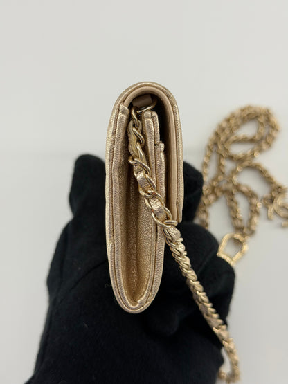 Chanel Classic Flap Gold Metallic Lambskin Crossbody/Belt Coin Bag