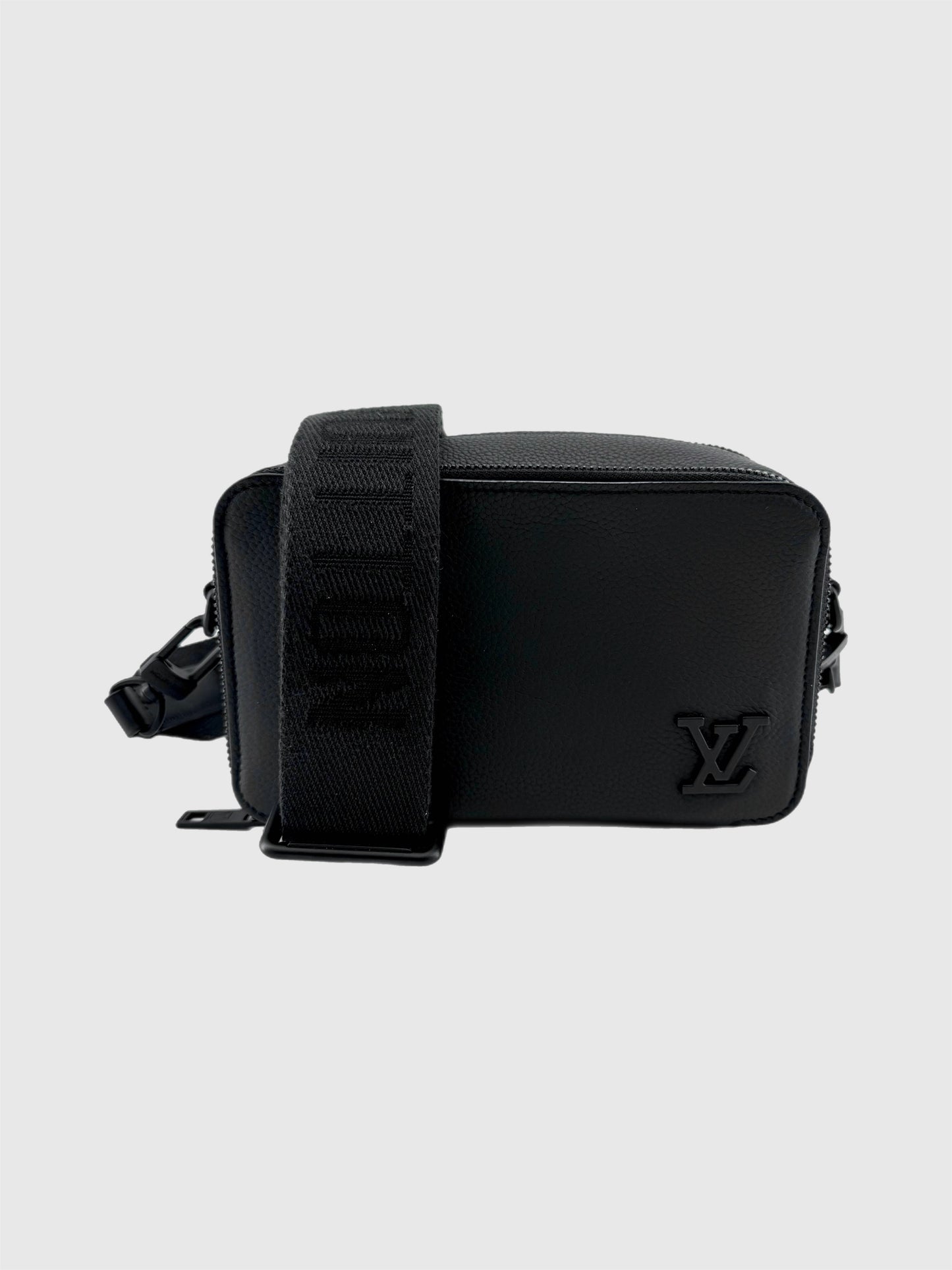 Louis Vuitton Alpha Wearable Black Leather Wallet with Crossbody Strap
