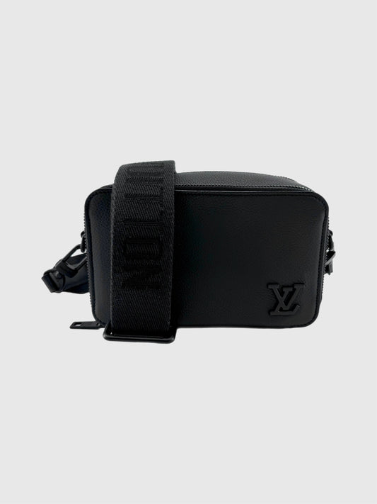 Louis Vuitton Alpha Wearable Black Leather Wallet with Crossbody Strap
