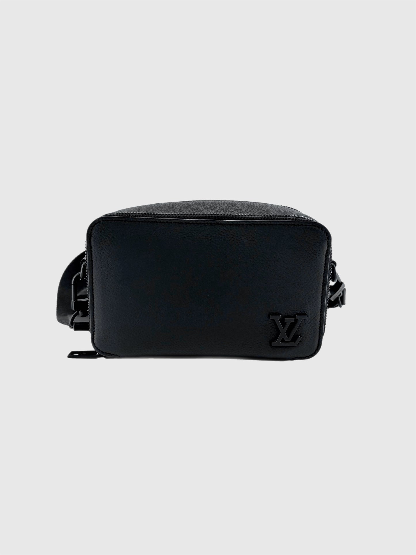 Louis Vuitton Alpha Wearable Black Leather Wallet with Crossbody Strap