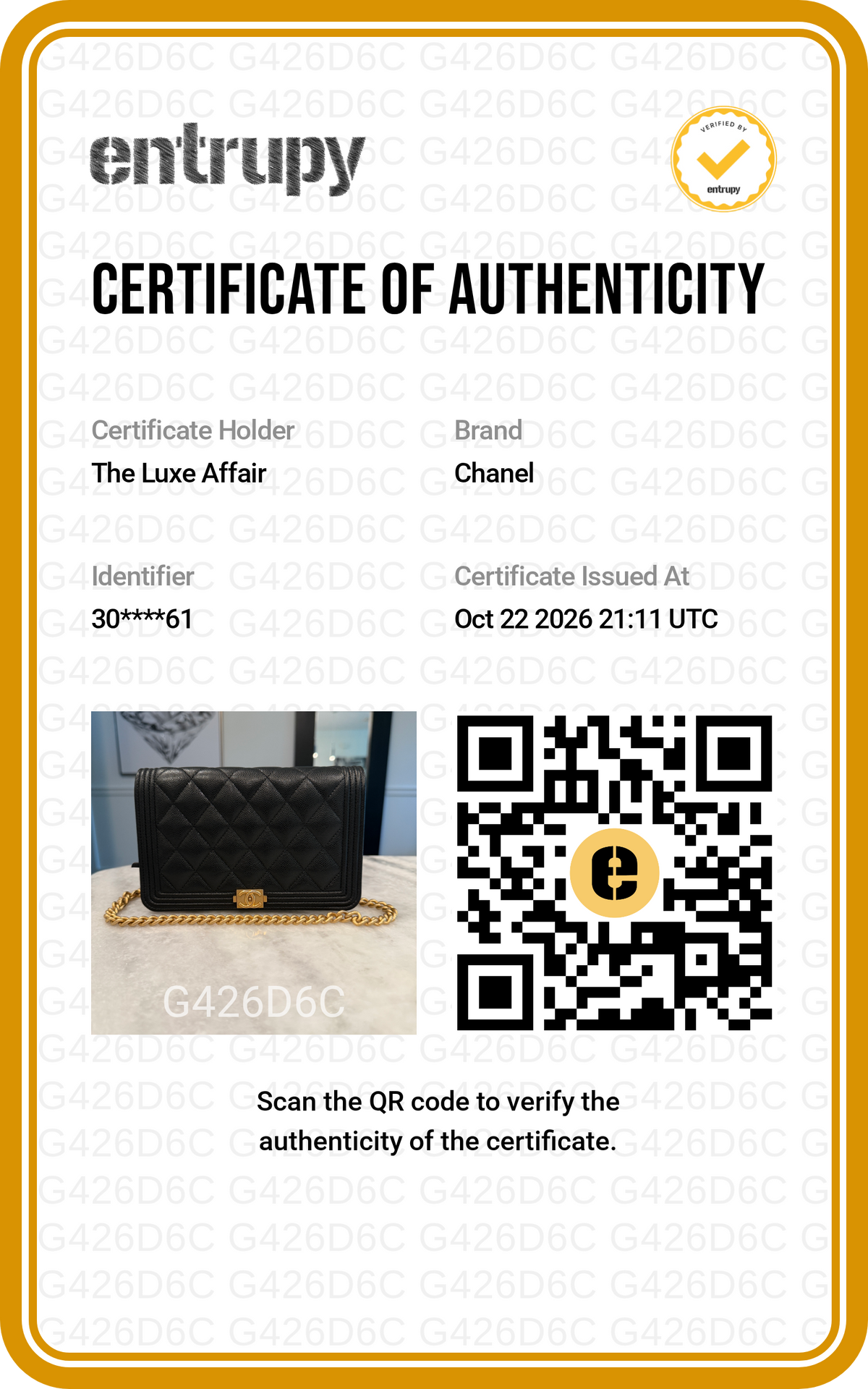 Pre-Owned Chanel Boy Wallet on Chain WOC Black Caviar Leather Gold Hardware