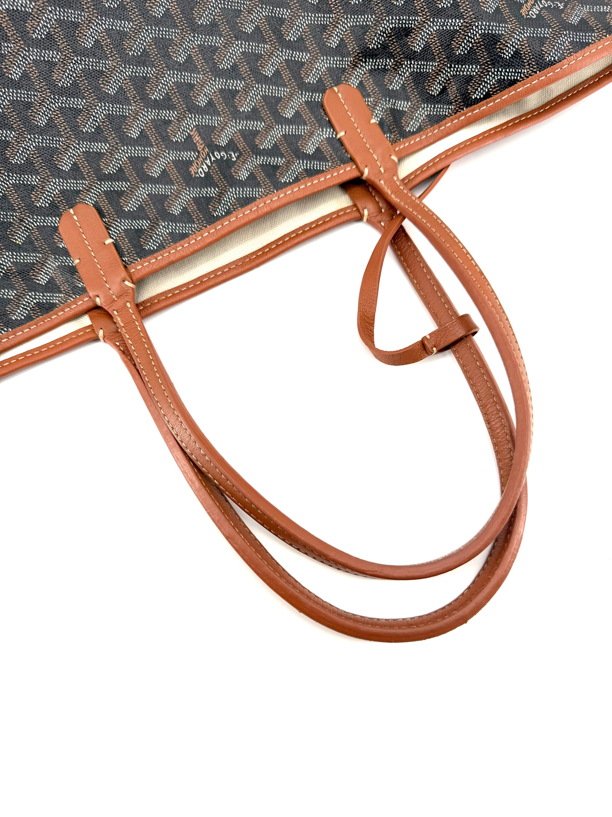 Pre-Owned Goyard Saint Louis PM Tote Black & Tan Goyardine Canvas with Pouch