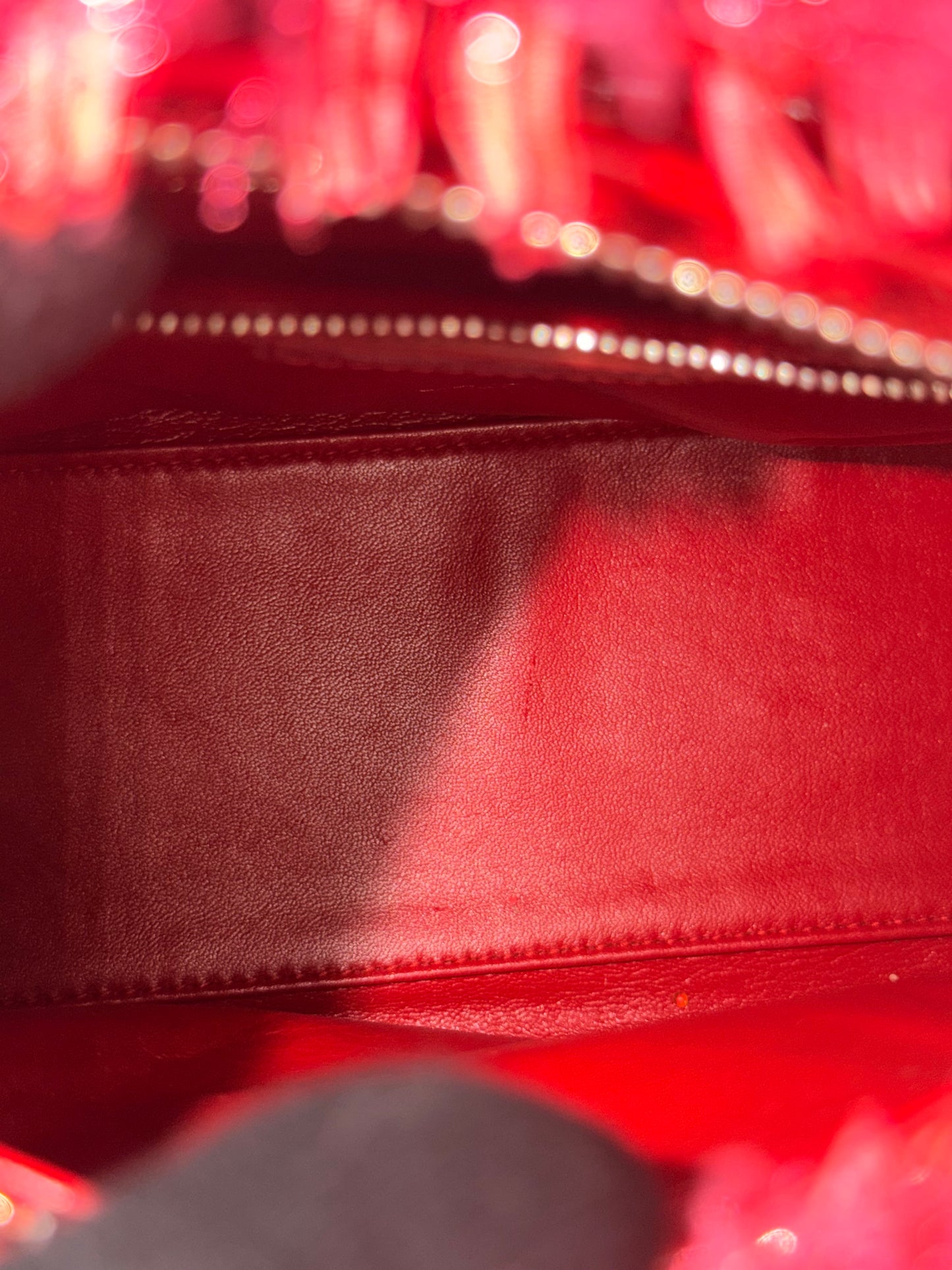 Christian Dior Lady Dior Red Tweed Medium Bag