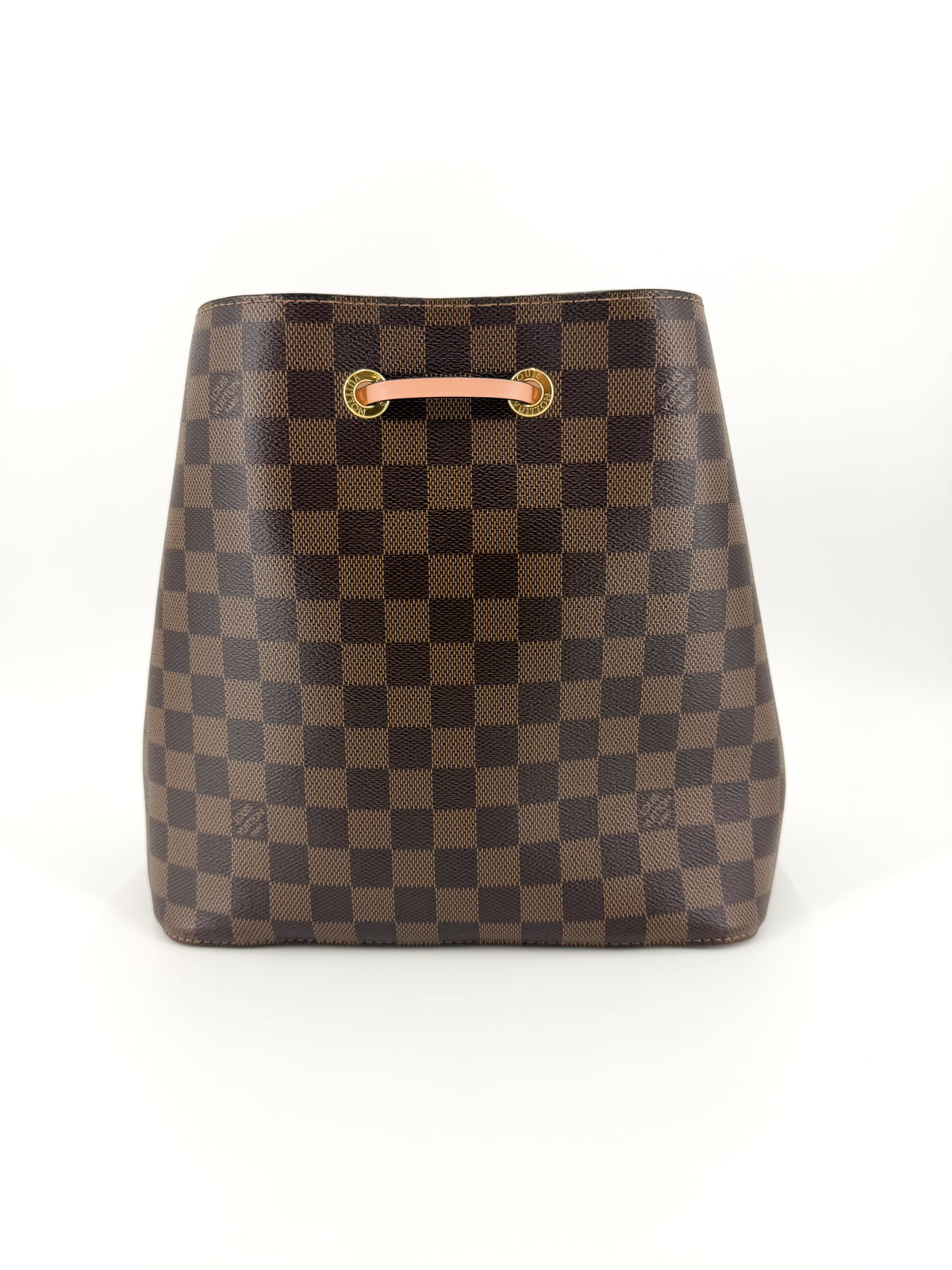 Pre-Owned Louis Vuitton NéoNoé MM Damier Ebene Canvas Bucket Bag Venus Pink Leather Trim