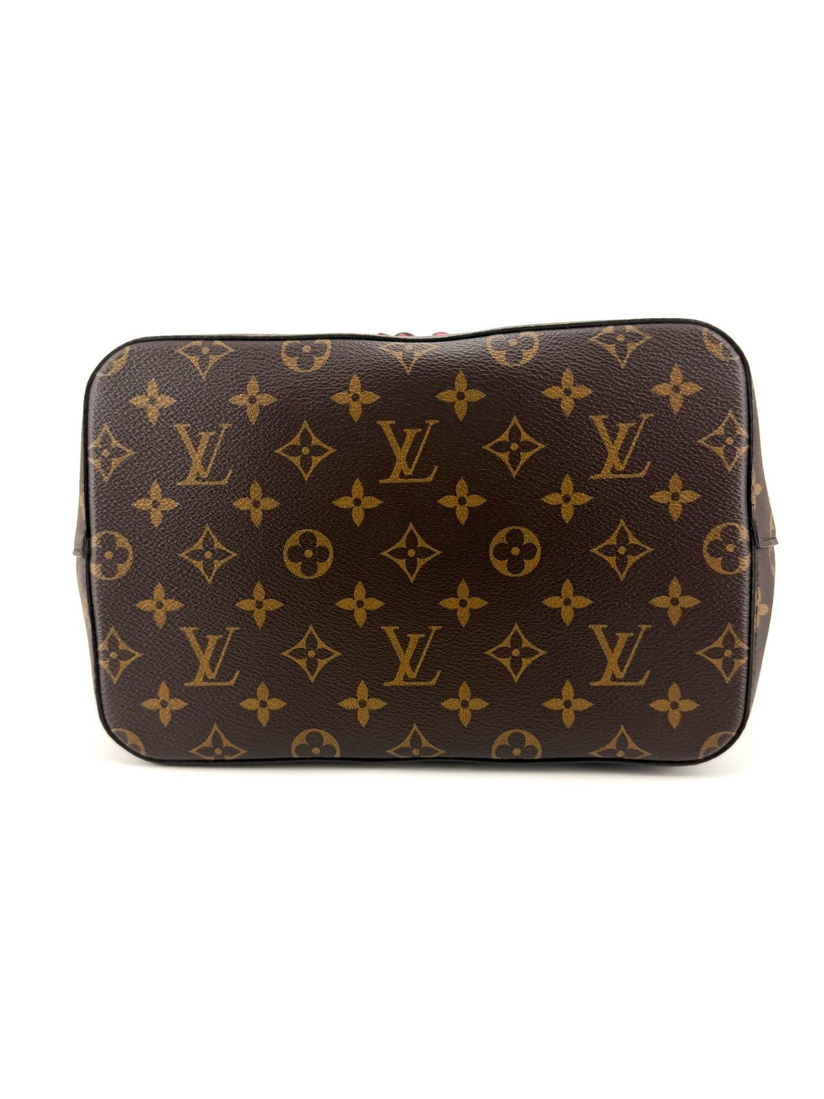 Pre-Owned Louis Vuitton Néonoé MM Monogram Canvas Bucket Bag Red Leather Trim