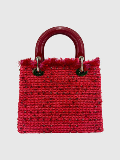 Christian Dior Lady Dior Red Tweed Medium Bag