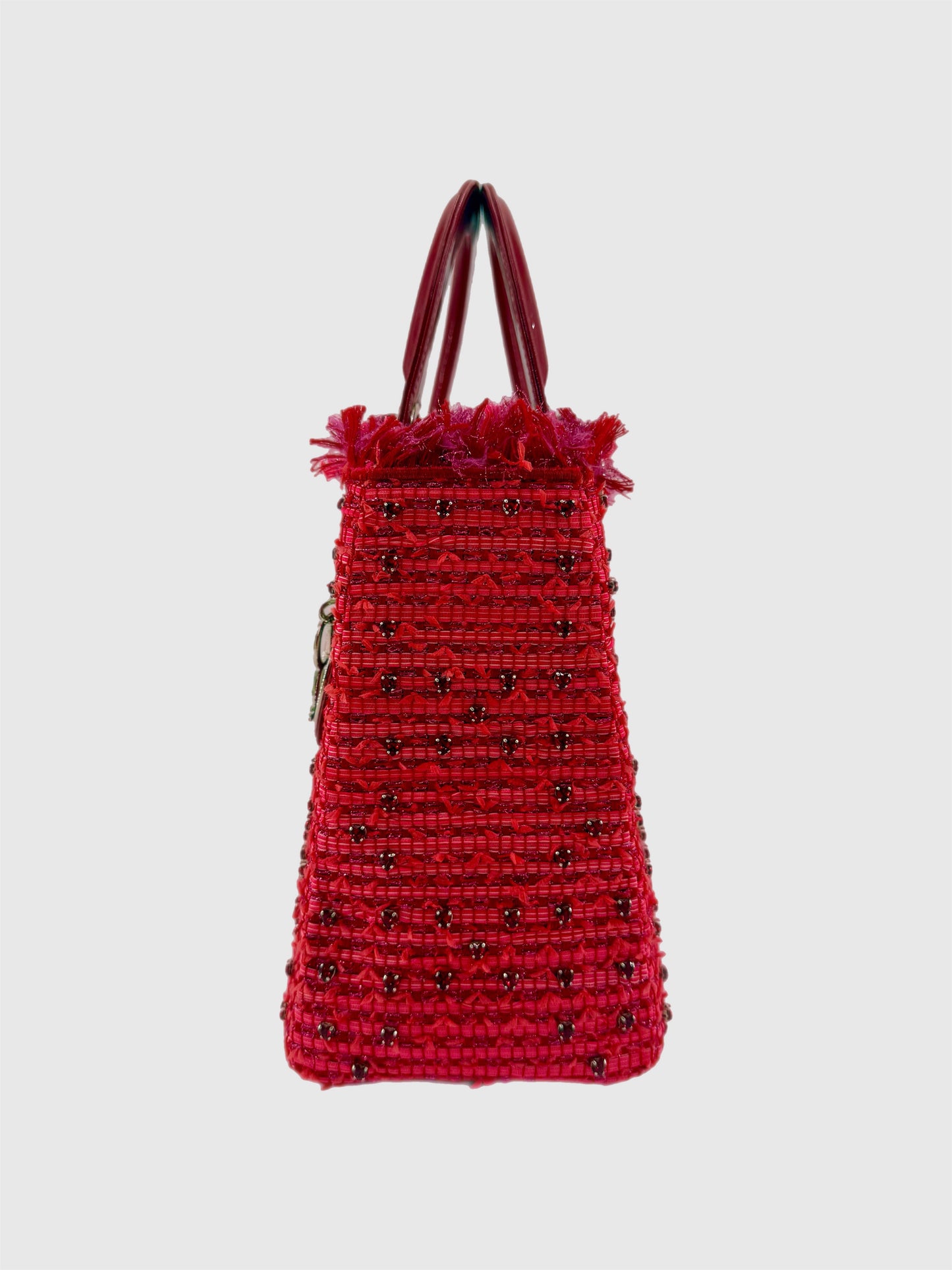 Christian Dior Lady Dior Red Tweed Medium Bag