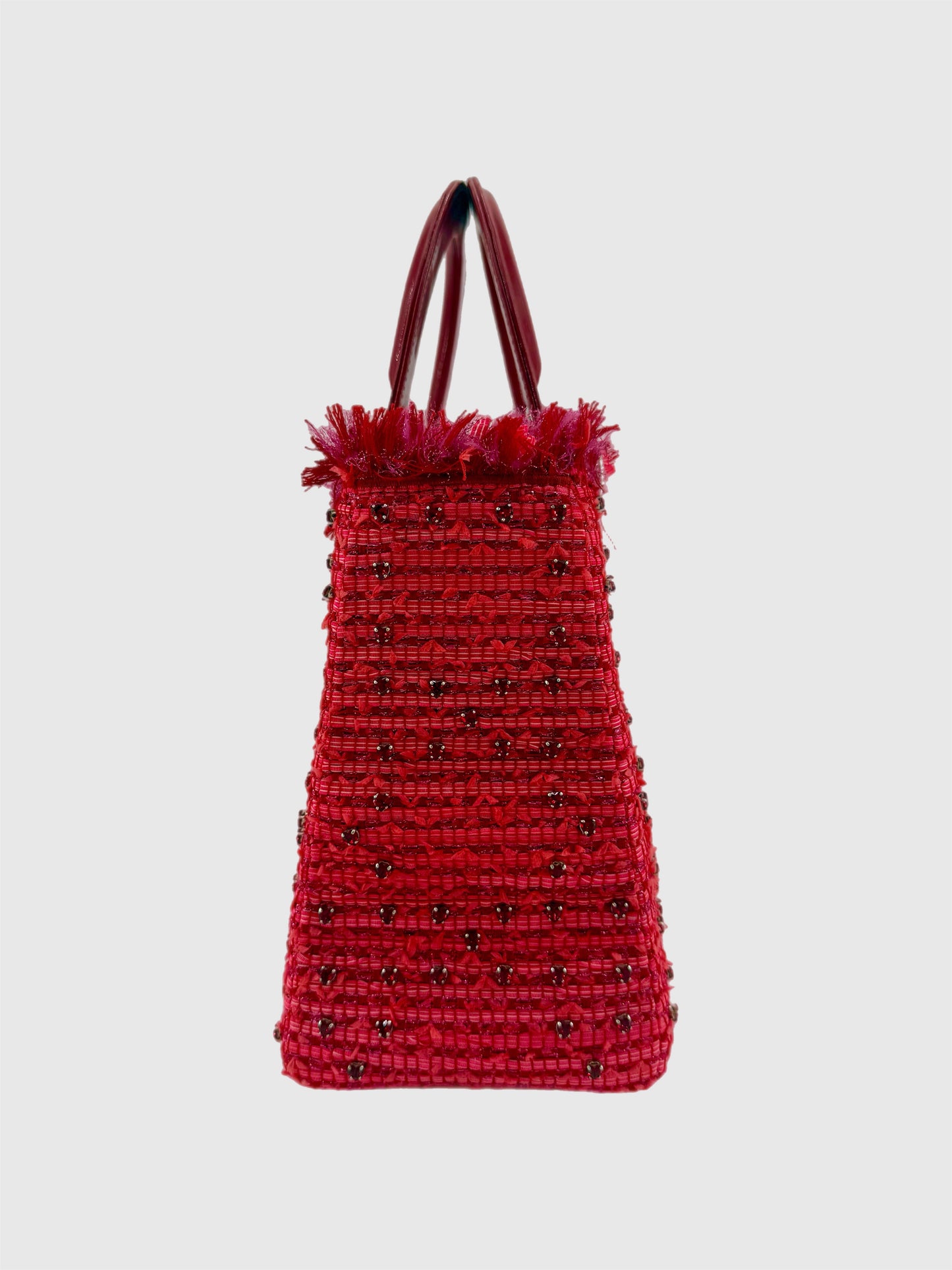 Christian Dior Lady Dior Red Tweed Medium Bag