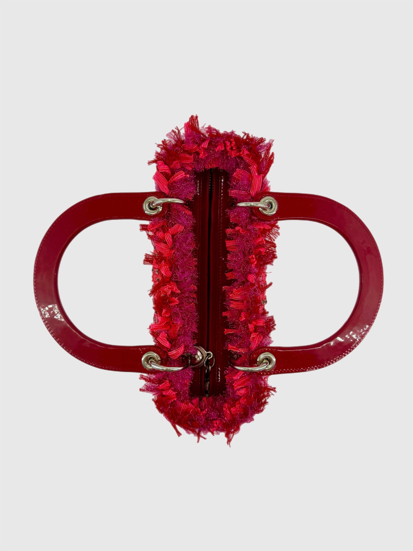 Christian Dior Lady Dior Red Tweed Medium Bag