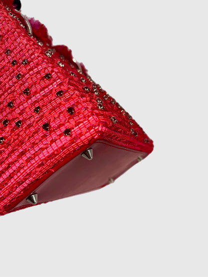 Christian Dior Lady Dior Red Tweed Medium Bag