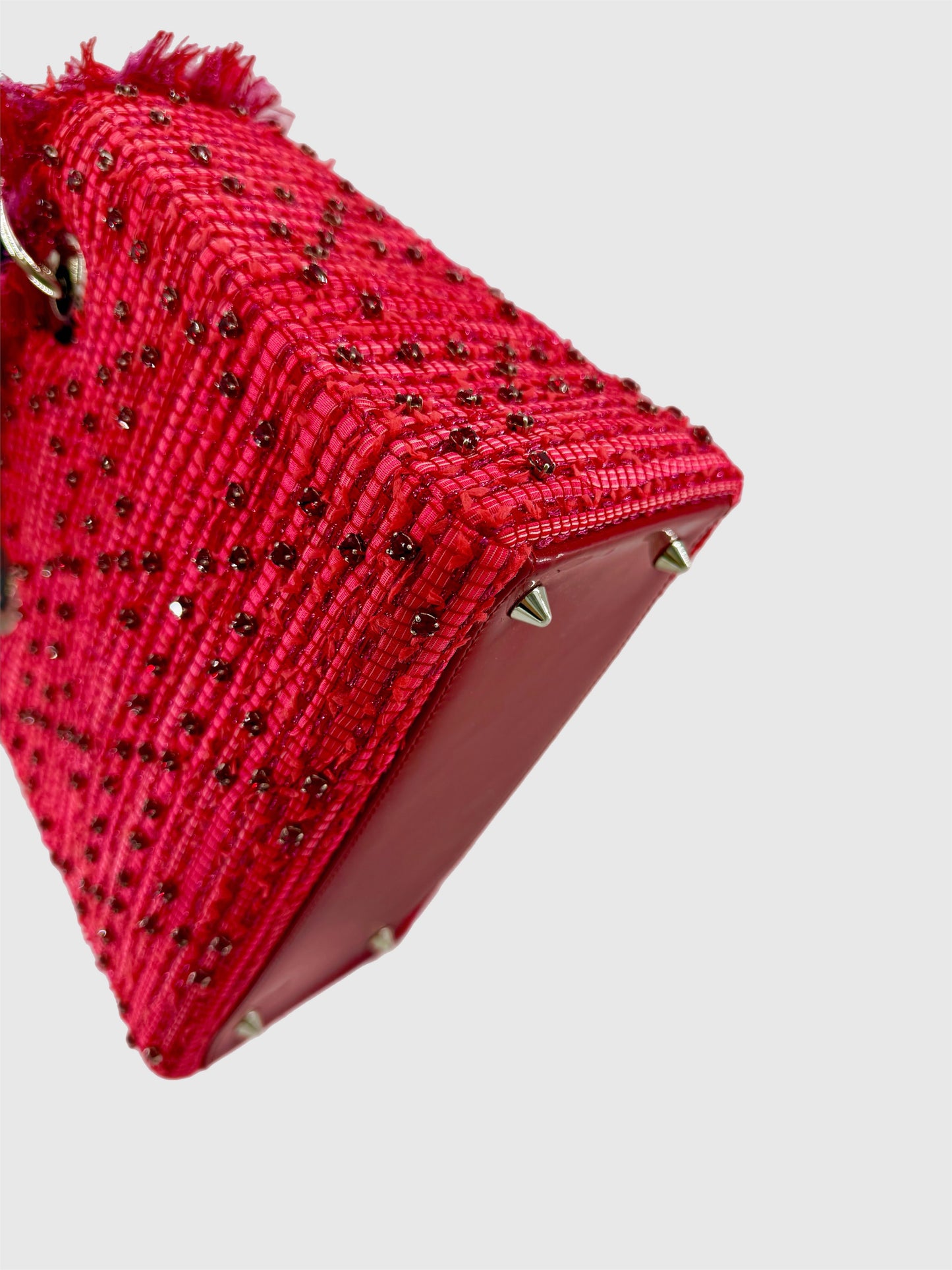 Christian Dior Lady Dior Red Tweed Medium Bag