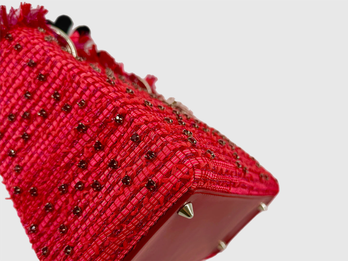 Christian Dior Lady Dior Red Tweed Medium Bag