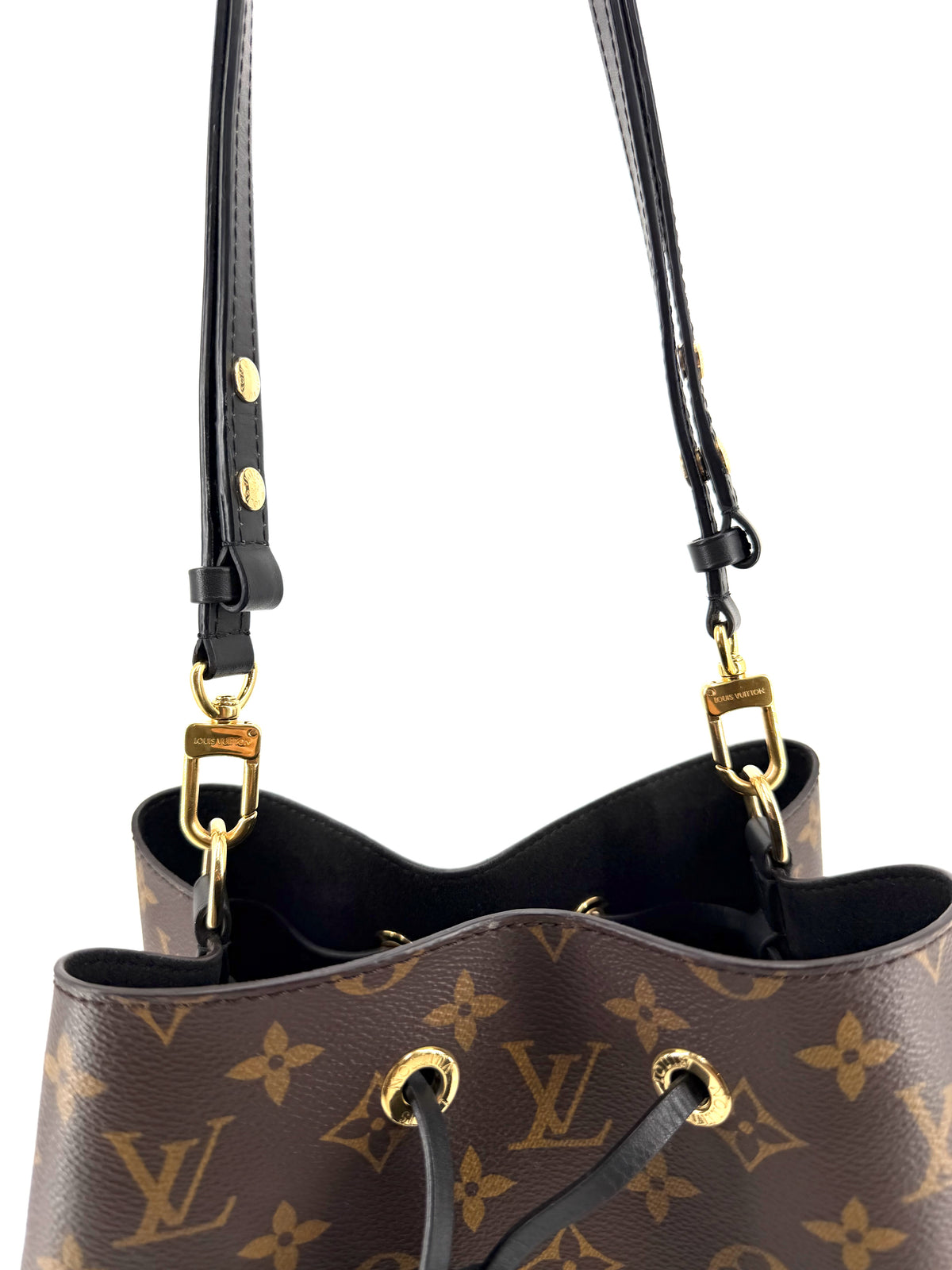 Pre-Owned Louis Vuitton Néonoé MM Monogram Canvas Bucket Bag Black Leather Trim