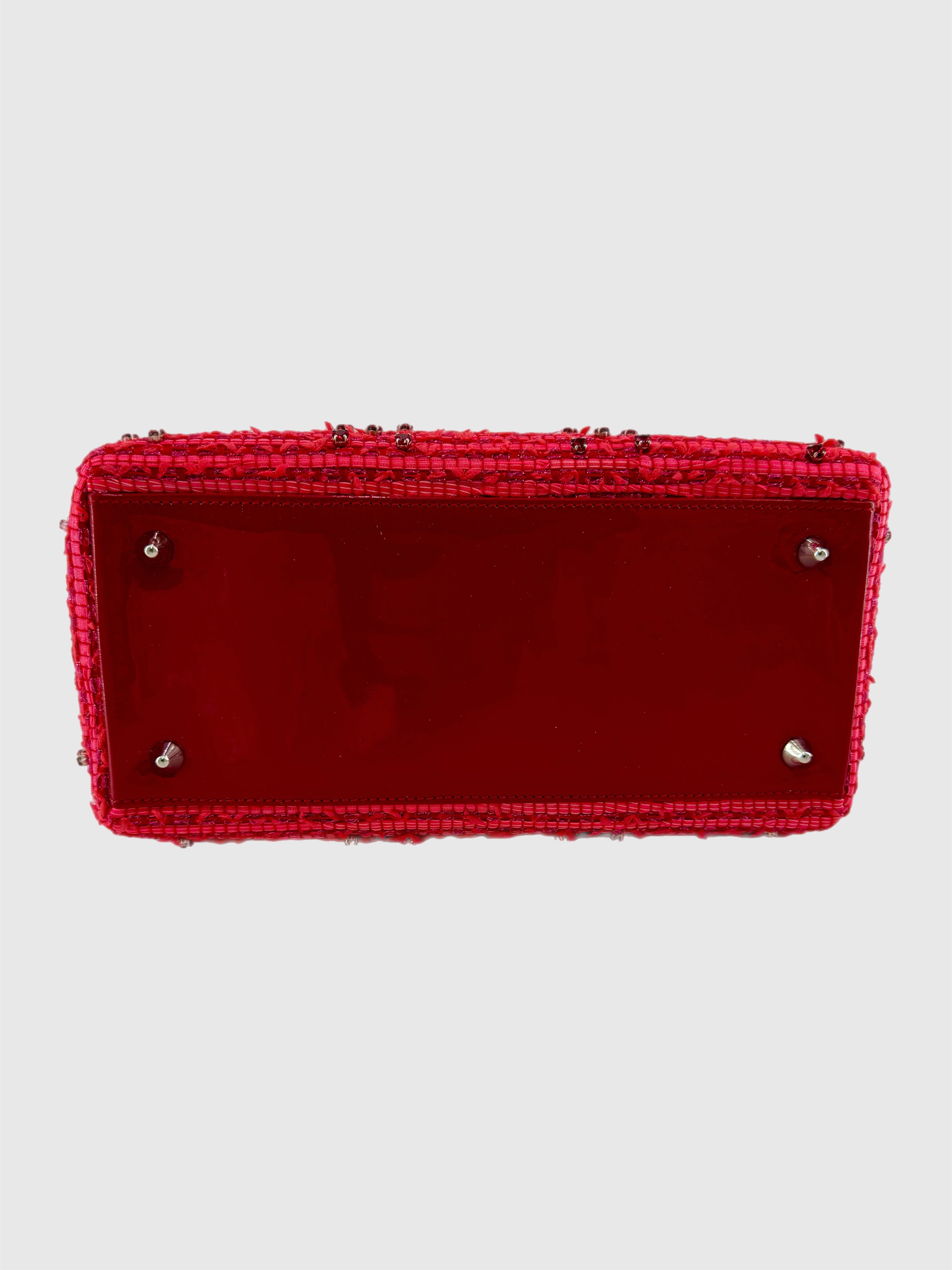 Christian Dior Lady Dior Red Tweed Medium Bag